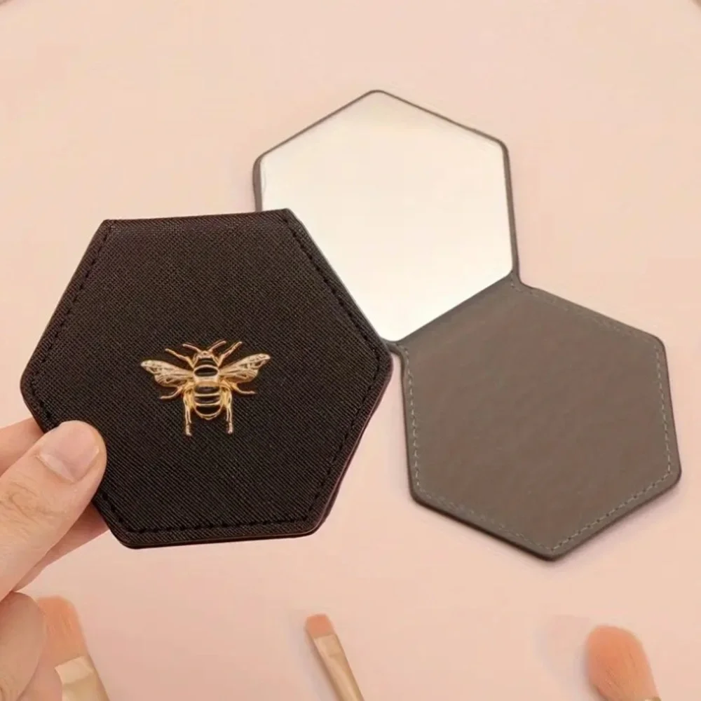 BEE 🐝 Compact Mirror NWT Hexagonal Black & Gold - Picture 3 of 3